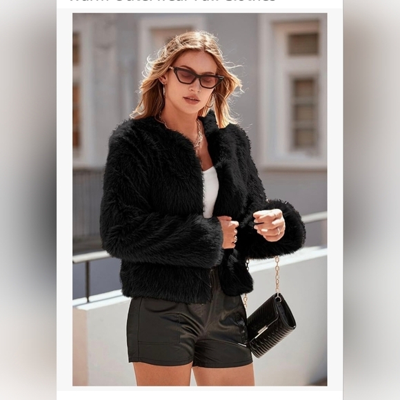 PRETTY GARDEN Faux Fur Shaggy Warm Outerwear #1048 NWOT - Picture 9 of 12